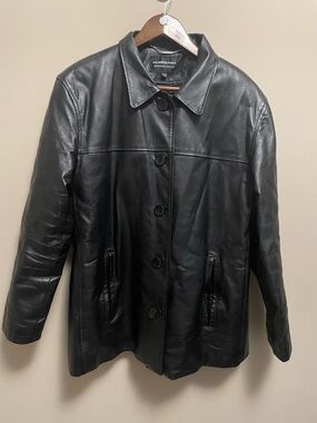Fairweather Black Genuine Leather Car Coat Jacket Women’s Large